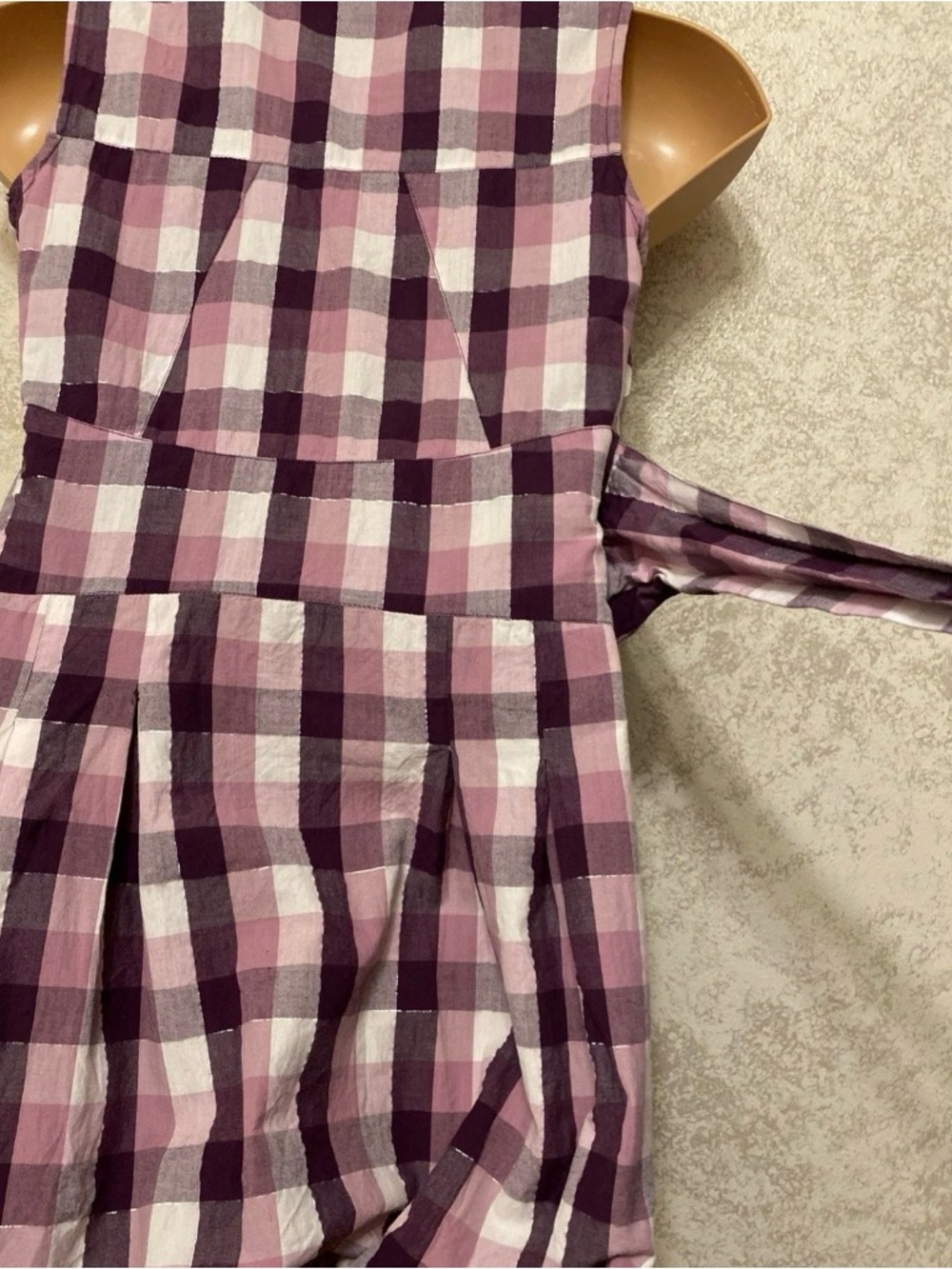 Cotton Express Purple and White Sleeveless Gingham Button-Front Midi Dress - Picture 7 of 13